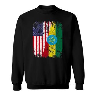 Ethiopian Rootshalf American Flag Ethiopia Sweatshirt | Mazezy