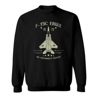 F-15 Eagle Jet Fighter Technical Drawing Sweatshirt | Mazezy
