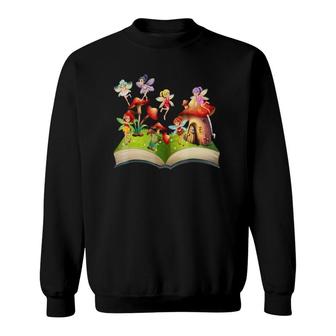 Fairy Tale Fairies Squad Mushroom House Story Book Sweatshirt | Mazezy
