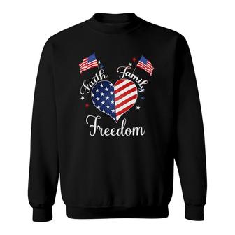Faith Family Freedom Fourth July American Patriotic Womens Sweatshirt | Mazezy CA