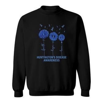 Faith Hope Love Huntington's Disease-Hd Blue Awareness Ribbon Sweatshirt | Mazezy