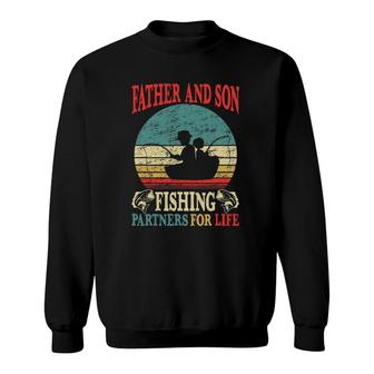 Father Son Fishing Partners For Life Vintage Dad Matching Sweatshirt | Mazezy