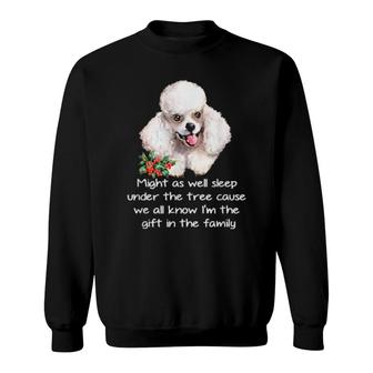 Favorite Family White Poodle Puppy Christmas Humor Sweatshirt | Mazezy
