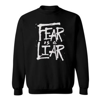 Fear Is A Liar Inspirational Christian Faith Believer Raglan Baseball Tee Sweatshirt | Mazezy CA