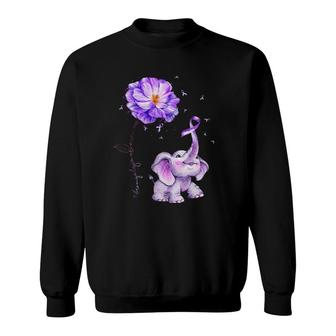 Fibromyalgia Awareness Purple Ribbon Wild Rose Elephant Sweatshirt | Mazezy