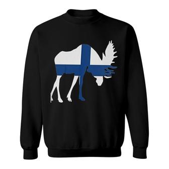 Finland Flag Moose Sweatshirt | Mazezy