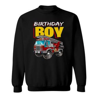 Firefighter Birthday Boy Matching Family Fireman Fire Truck Sweatshirt | Mazezy