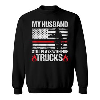 Firefighter's Wife Quote Proud Fireman Usa Flag Design Sweatshirt | Mazezy