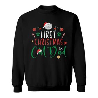 First Christmas As Cat Dad Pj's For Xmas Cat Owner Sweatshirt | Mazezy