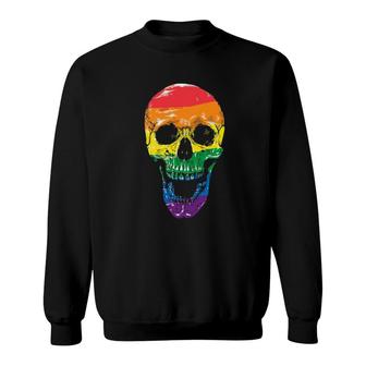 Flag Skull Halloween Gay Pride Month Lgbt Sweatshirt | Mazezy
