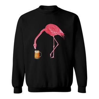 Flamingo Drinking Beer Sweatshirt | Mazezy