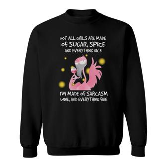 Flamingo Girl Wine Fine Sweatshirt | Mazezy