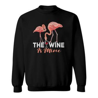 Flamingo Wine Lover's Pink Flamingo Fun Party Gift Sweatshirt | Mazezy