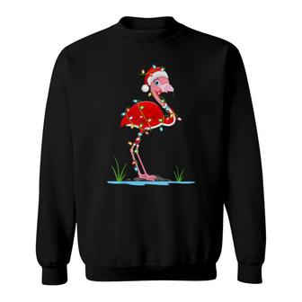 Flamingo Xmas Lighting Matching Santa Flamingo Christmas Sweatshirt | Mazezy