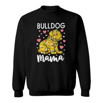 Floral Bulldog Mama English Bulldog Gifts Women Dog Mama Sweatshirt | Mazezy