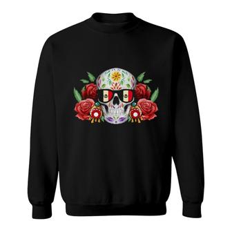 Floral Flower Skull Dia De Los Muertos Skull Mexican Rose Sweatshirt | Mazezy