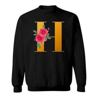 Floral H Alphabet Cute Initial Monogram Letter H Graphic Sweatshirt | Mazezy