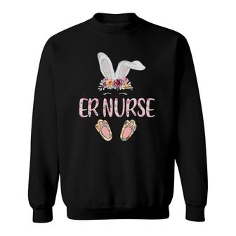 Floral Leopard Er Nurse Bunny Funny Apparel For Easter Sweatshirt | Mazezy