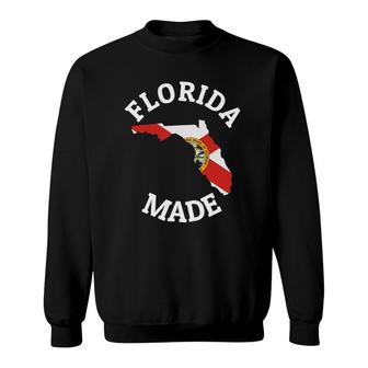 Florida Made Red And White Florida Flag Florida State Pride Sweatshirt | Mazezy