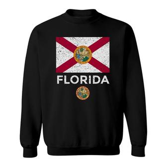 Florida State Flag With Seal - Vintage Distressed Sweatshirt | Mazezy