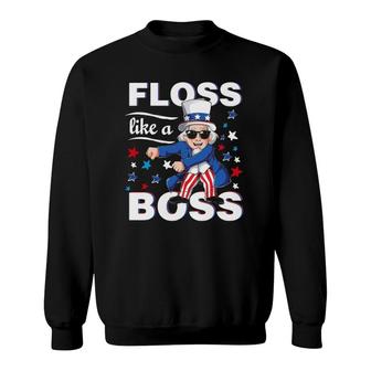 Floss Like A Boss Uncle Sam 4Th Of July Kids Boys Girls Men Sweatshirt | Mazezy