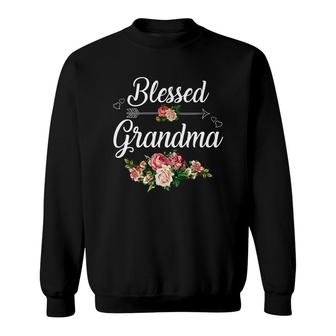 Flower Blessed Grandma Black Sweatshirt | Mazezy