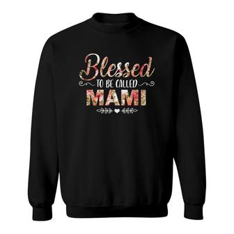 Flower Blessed To Be Called Mami Black Sweatshirt | Mazezy