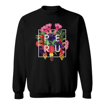 Flowers Of Peru Word Art - Peruvian Pride Sweatshirt | Mazezy