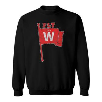 Fly The W Chicago Baseball Winning Flag Distressed Vintage Sweatshirt | Mazezy