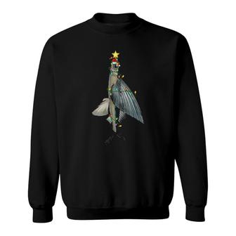 Flying Fish Lighting Xmas Tree Santa Flying Fish Christmas Sweatshirt | Mazezy