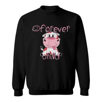 Forever Child Cute Inspirational Teacher Cow Sweatshirt | Mazezy