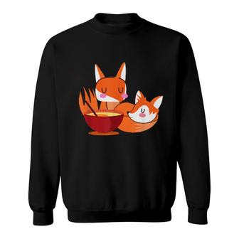 Fox Eating Ramen Ramen Noodles Fox Kawaii Themed Sweatshirt - Thegiftio
