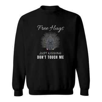 Free Hugs Just Kidding Do Not Touch Me Porcupine Introvert Sweatshirt - Seseable
