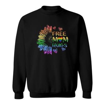 Free Mom Hugs Gay Pride Lgbt Rainbow Daisy Flower Gay Flag Heart Vintage Sweatshirt | Mazezy