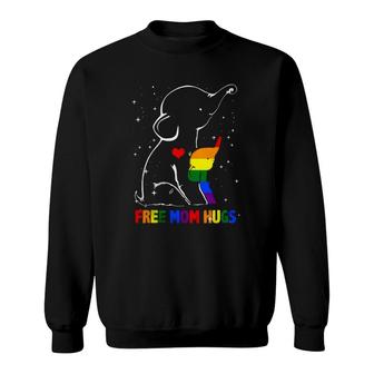 Free Mom Hugs Lgbt Mom Mother Elephant Rainbow Gifts Womens Sweatshirt | Mazezy
