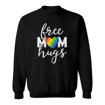 Free Mom Hugs Rainbow Pride March Heart Family Mother Sweatshirt | Mazezy