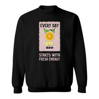 Fresh Juice Healthy Eating Theme Orange Mint Blueberry Sweatshirt | Mazezy