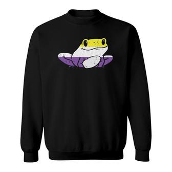 Frog Animal Lgbtq Non-Binary Flag Genderqueer Men Women Sweatshirt | Mazezy