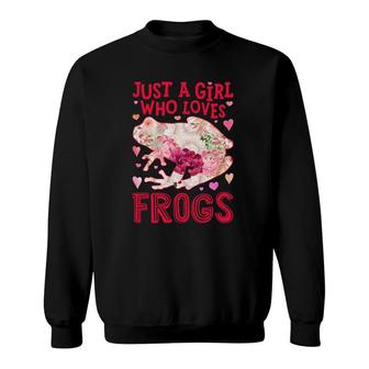 Frog Just A Girl Who Loves Frogs Amphibians Flower Floral Sweatshirt | Mazezy