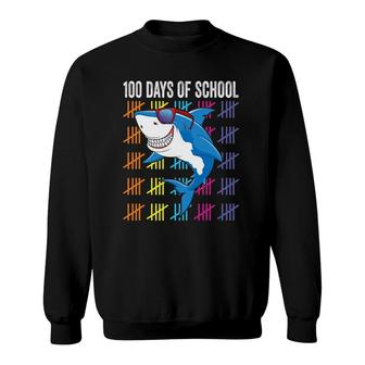 Funny 100 Days Boys Girls Toddlers Shark 100Th Day Of School Sweatshirt | Mazezy
