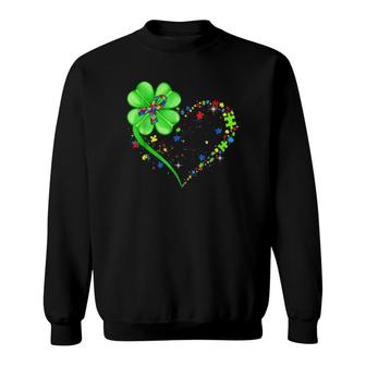 Funny Autism Awareness St Patricks Day Clover Autism Sweatshirt | Mazezy