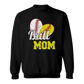 Funny Ball Mom Softball Baseball Outfit For Women Mother's Day Sweatshirt | Mazezy