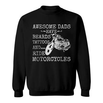 Funny Beard Awesome Dad Beard Tattoos And Motorcycles Sweatshirt - Thegiftio UK
