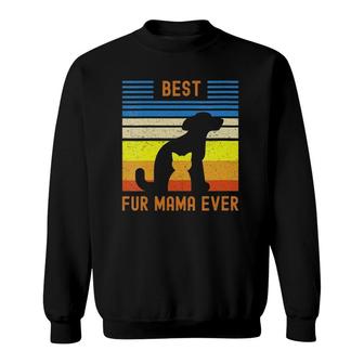Funny Best Fur Mama Ever Vintage Retro Dog Cat Mom Owner Sweatshirt | Mazezy
