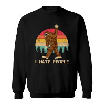 Funny Bigfoot I Hate People Middle Finger Vintage Retro Sweatshirt | Mazezy