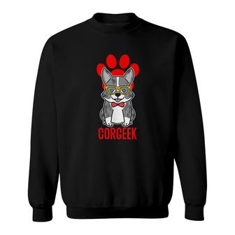 Funny Blue Merle Corgi Corgeek Graphic Sweatshirt | Mazezy