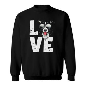 Funny Border Collie Love Head Sunglasses Dog Lover Sweatshirt | Mazezy