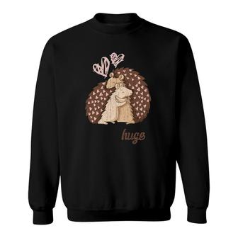 Funny Cute Hedgehugs Design For Him Her Valentines Sweatshirt | Mazezy