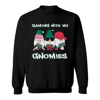 Funny Gaming With My Gnomies Christmas Gnome Video Games Sweatshirt | Mazezy