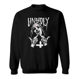 Funny Horror Unholy Nun Sweatshirt | Mazezy